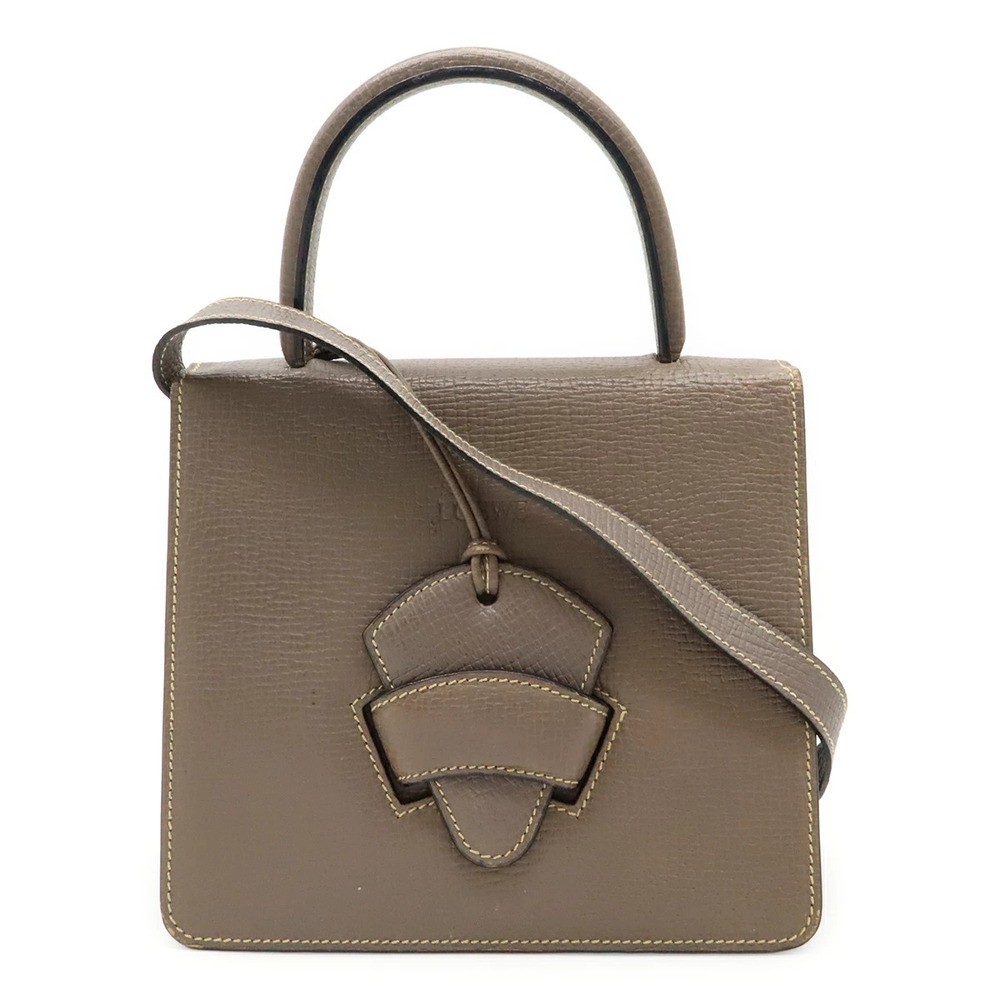 Loewe Barcelona Handbag Embossed Leather Greige Gray